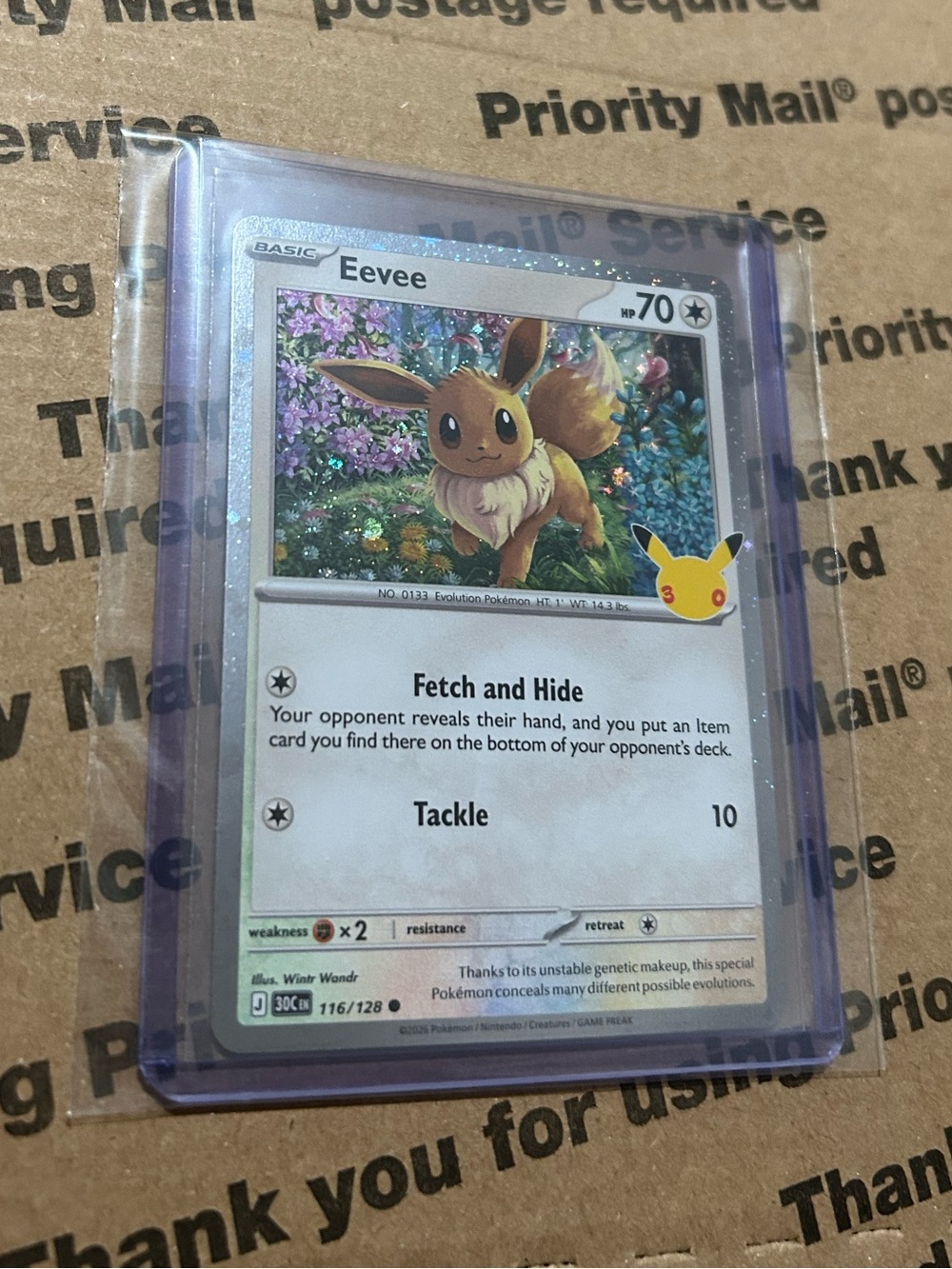 Cosmos Holo Eevee 30th Celebration Pokemon TCG Promo Card No. 116/128